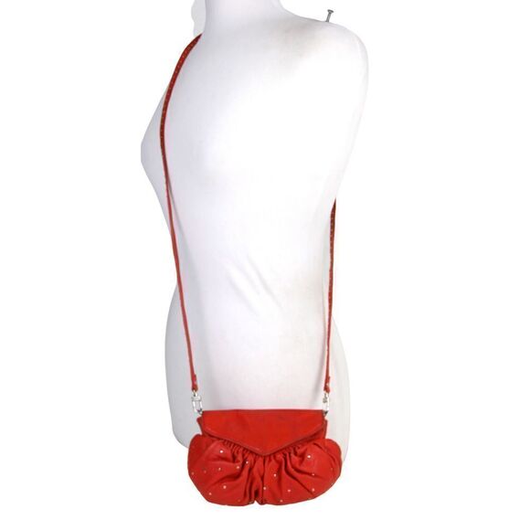 Latico SOFT RED GENUINE LEATHER STUDDED X-BODY SHOULDER BAG HANDBAG CLUTCH PURSE - Picture 2 of 16